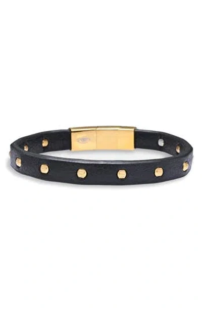 Eye Candy Los Angeles Midnight Studded Leather Bracelet In Black