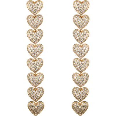 Eye Candy Los Angeles Mila Cubic Zirconia Heart Drop Earrings In Gold
