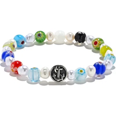 Eye Candy Los Angeles Milliefiori Quatrefoil Bead Stretch Bracelet In Multi