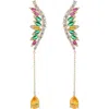 Eye Candy Los Angeles Mixed Cz Linear Drop Earrings In Brown