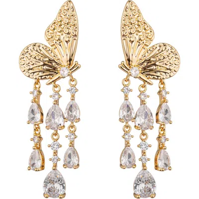 Eye Candy Los Angeles Monarch Butterfly Drop Earrings In Gold