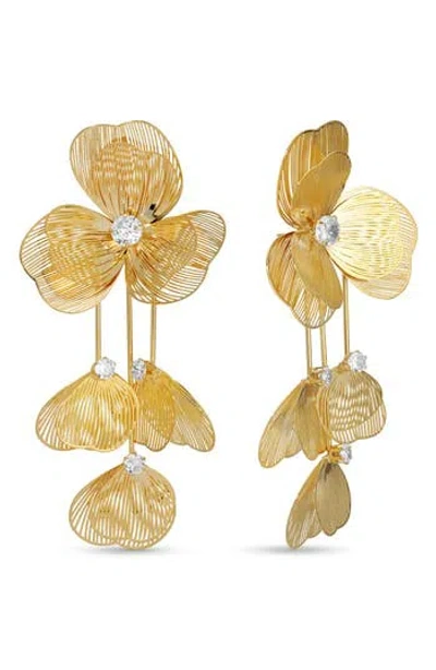 Eye Candy Los Angeles Monica Flower Drop Earrings In Gold