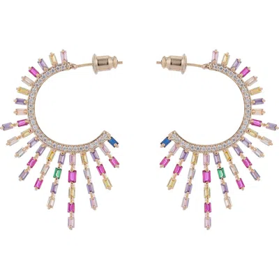 Eye Candy Los Angeles Multicolor Cubic Zirconia Hoop Earrings In Gold