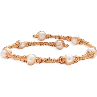 Eye Candy Los Angeles Mykonos Cultured Freshwater Pearl Cuff Bracelet In Gold