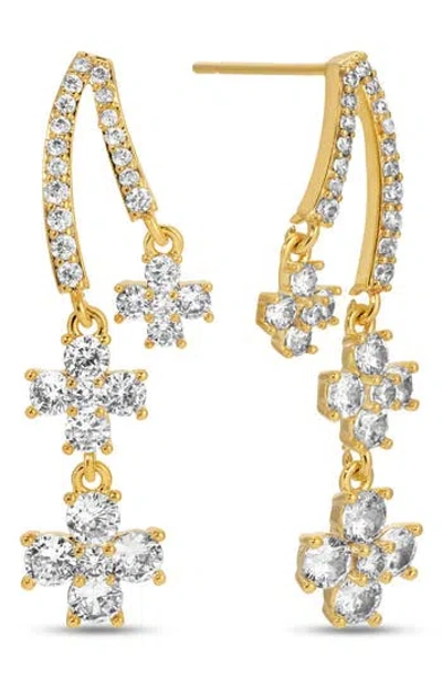 Eye Candy Los Angeles Nancy Cubic Zirconia Crisscross Drop Earrings In Blue