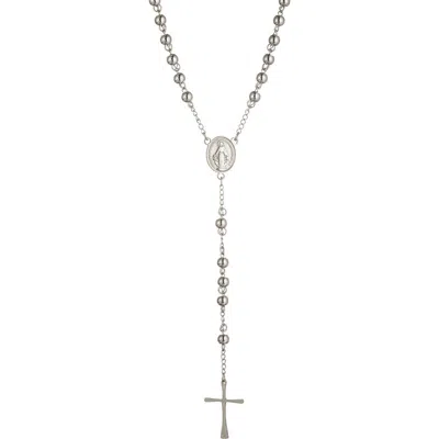 Eye Candy Los Angeles Nazareth Rosary Y-necklace In Silver