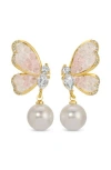 Eye Candy Los Angeles Nesha Butterfly Drop Earrings In Gold