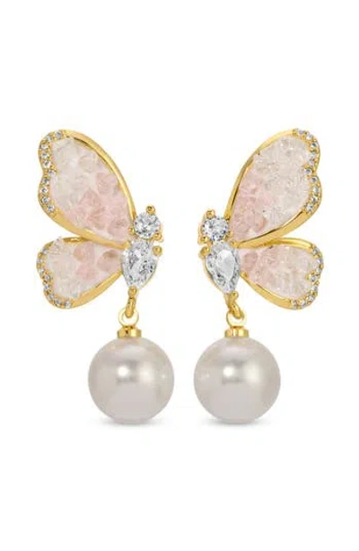 Eye Candy Los Angeles Nesha Butterfly Drop Earrings In Metallic