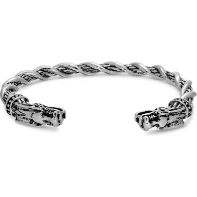 Eye Candy Los Angeles Nicholas Dragon Cuff Bracelet In Silver