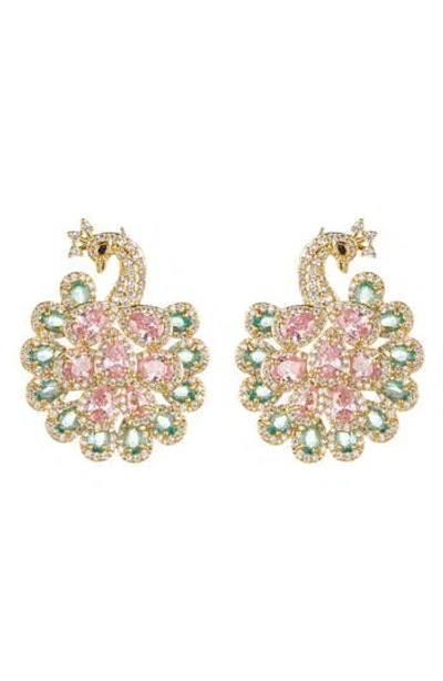 Eye Candy Los Angeles Niloufar Peacock Stud Earrings In Gold