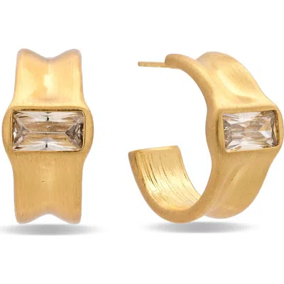 Eye Candy Los Angeles Nola Baguette Hoop Earrings In Gold