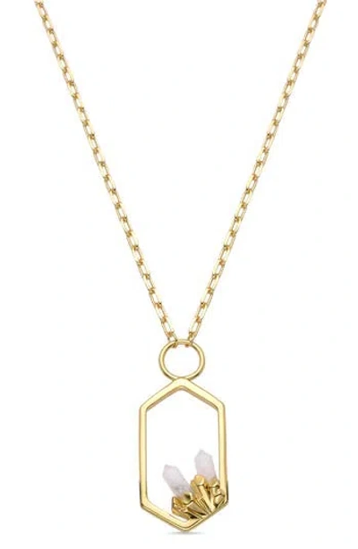 Eye Candy Los Angeles Nora Clear Quartz Pendant Necklace In Gold