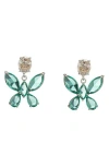 Eye Candy Los Angeles Nora Cz Butterfly Drop Earrings In Green