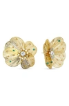 Eye Candy Los Angeles Nora Mesh Flower Stud Earrings In Gold