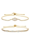 Eye Candy Los Angeles Nova Set Of 2 Cubic Zirconia Slider Bracelets In Gold