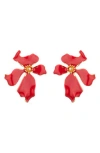Eye Candy Los Angeles Olivia Enamel Flower Earrings In Red