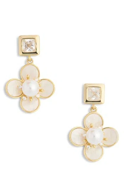 Eye Candy Los Angeles Olivia Flower Drop Earrings In Gold
