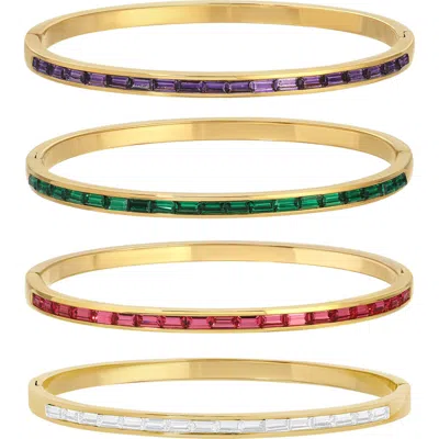 Eye Candy Los Angeles Padme Set Of 4 Assorted Cz Bangle Bracelets In Gold