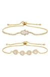 Eye Candy Los Angeles Palma Set Of 2 Cubic Zirconia Slider Bracelets In Gold