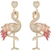 Eye Candy Los Angeles Pink Flamingo Cubic Zirconia Drop Earrings In Gold