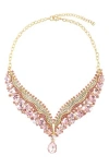 Eye Candy Los Angeles Pink Mermaid Crystal Statement Necklace In Gold/pink