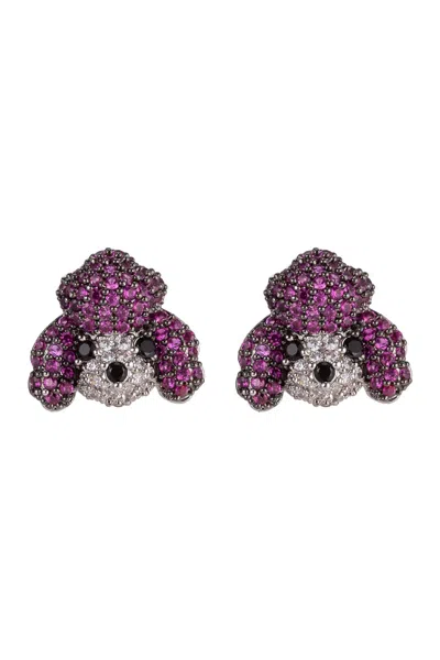 Eye Candy Los Angeles Poodle Cz Stud Earrings In Multicolor