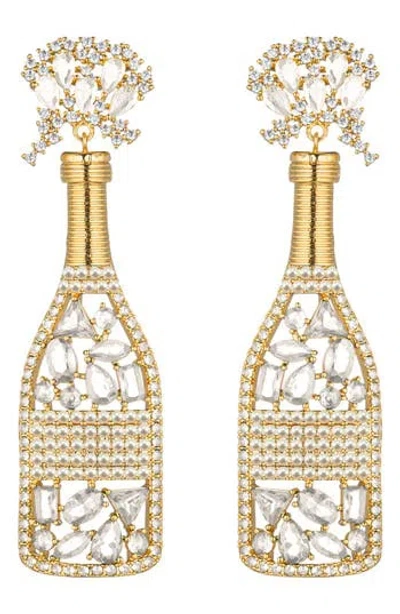 Eye Candy Los Angeles Pop Champagne Cubic Zirconia Drop Earrings In Gold