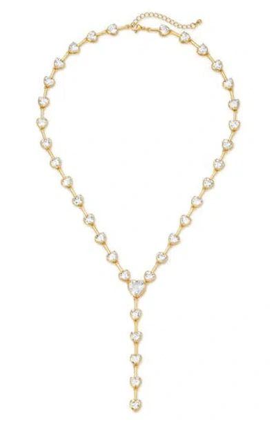 Eye Candy Los Angeles Princess Cubic Zirconia Heart Lariat Necklace In Brown