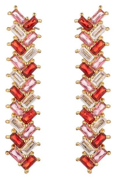 Eye Candy Los Angeles Purple Linear Drop Earrings In Red
