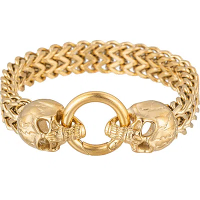 Eye Candy Los Angeles Rafael Skull Chain Link Bracelet In Gold