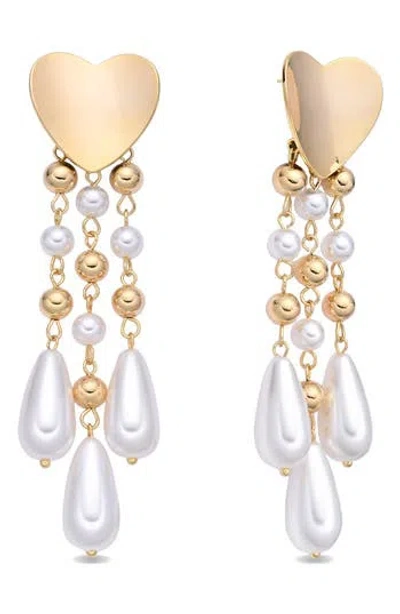 Eye Candy Los Angeles Rafaela Heart Statement Earrings In Gold