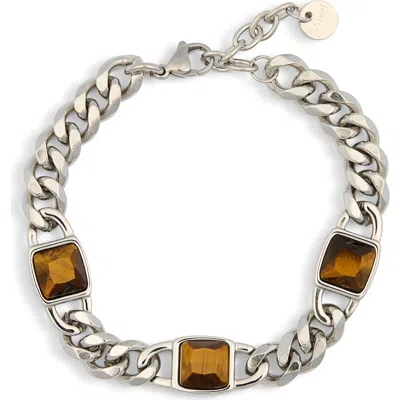 Eye Candy Los Angeles Raj Tiger Eye Station Curb Link Bracelet