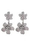 Eye Candy Los Angeles Rose Cubic Zirconia Floral Drop Earrings In Silver