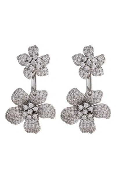 Eye Candy Los Angeles Rose Cubic Zirconia Floral Drop Earrings In Metallic