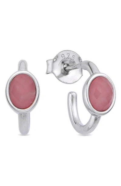 Eye Candy Los Angeles Rose Quartz Hoop Earrings In Metallic