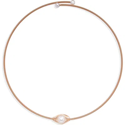 Eye Candy Los Angeles Rowan Freshwater Pearl Choker Necklace In Gold