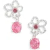 Eye Candy Los Angeles Salma Cz Flower Drop Earrings In Silver