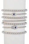 Eye Candy Los Angeles Sanaz Evil Eye & Hamsa Beaded Stretch Bracelet Set In Silver