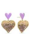 Eye Candy Los Angeles Sasha Heart Drop Earrings In Gold