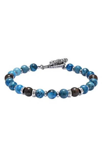 Eye Candy Los Angeles Sebastian Agate Beaded Bracelet In Blue