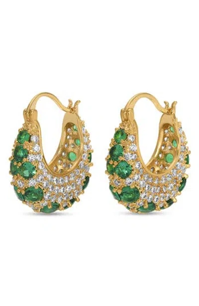 Eye Candy Los Angeles Serena Cubic Zirconia Hoop Earrings In Green