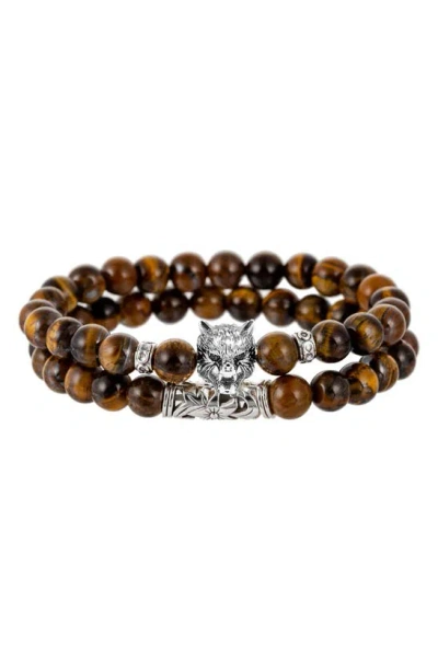 Eye Candy Los Angeles Set Of 2 Buddha Beaded Bracelets In Brown