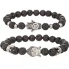 Eye Candy Los Angeles Set Of 2 Ethan Hamsa Hand Buddha Head Bracelets In Silver