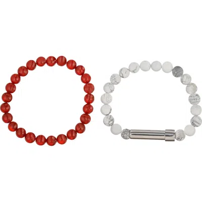 Eye Candy Los Angeles Set Of 2 Jean Bracelets In Red/ White