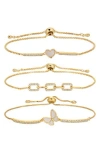 Eye Candy Los Angeles Set Of 3 Chloe Cubic Zirconia Bracelets In Gold