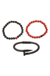 Eye Candy Los Angeles Set Of 3 Colin Beaded Bracelets In Black