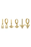 Eye Candy Los Angeles Set Of 3 Jackson Cubic Zirconia Drop Earrings In Gold