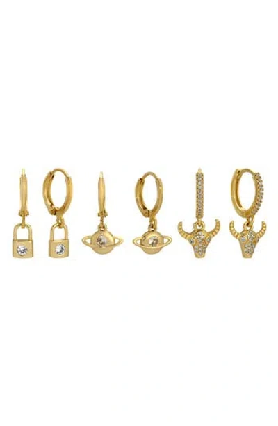 Eye Candy Los Angeles Set Of 3 Jackson Cubic Zirconia Drop Earrings In Gold