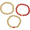 Eye Candy Los Angeles Set Of 3 Lev Stretch Beaded Bracelets In Gold