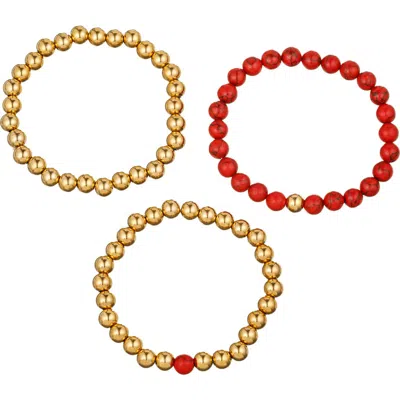 Eye Candy Los Angeles Set Of 3 Lev Stretch Beaded Bracelets In Metallic